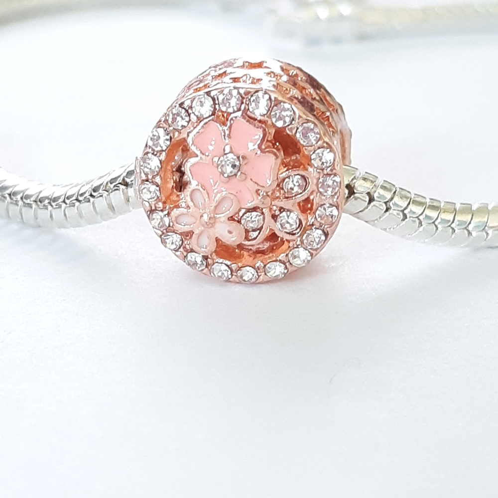 Pink Flowers Charm | Fits Pandora